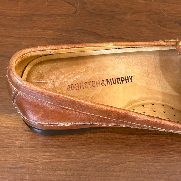 🌟HP🌟Johnson & Murphy Cognac Tan Leather Tidwell Woven Loafers 9M Brazil - Picture 7 of 13